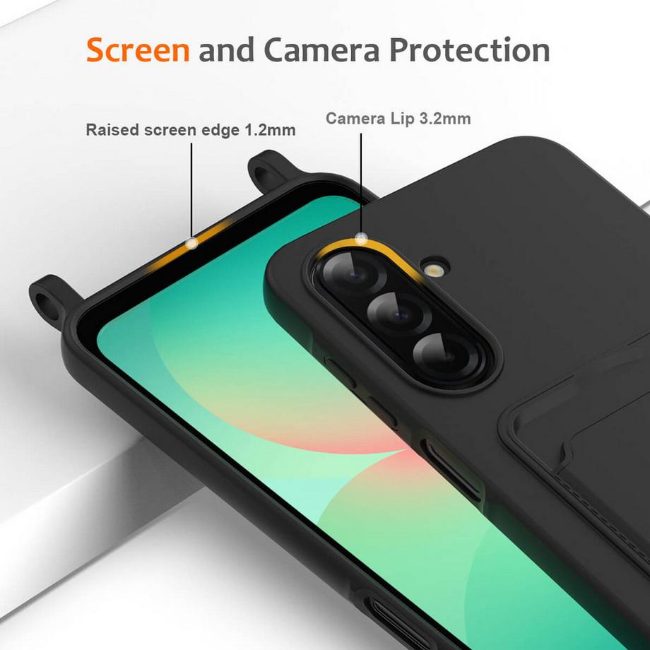 Cover-Discount Galaxy A57 Coque en silicone avec porte-carte et bandoulière  