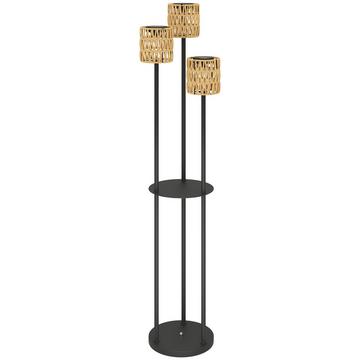 Lampada da terra solare lampade solari in rattan con sensore di luce Mensola a 3 luci luce solare in stile boho IP44 lampada solare impermeabile lampada da esterno lanterna solare per giardino balcone prato esterno Ø37 x 144H cm Aosom