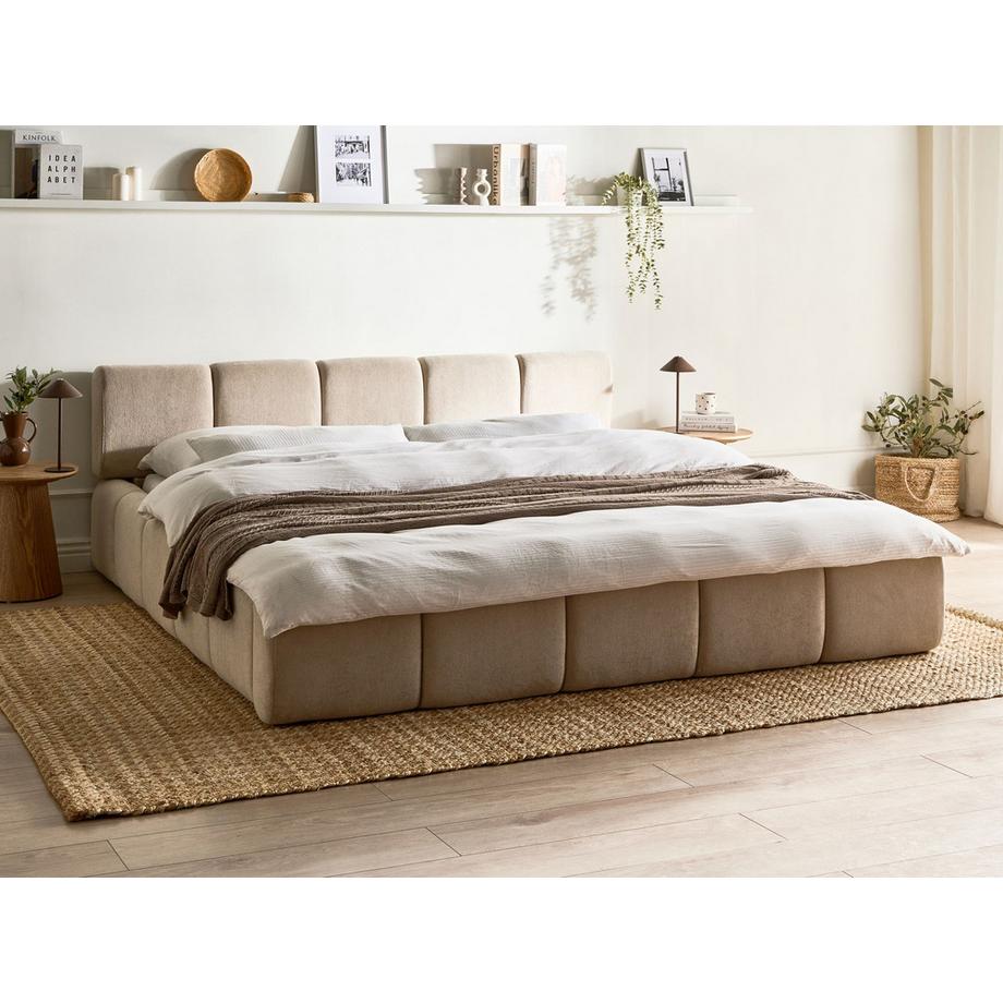 Beliani Lit avec sommier en Tissu  ORVILLE  