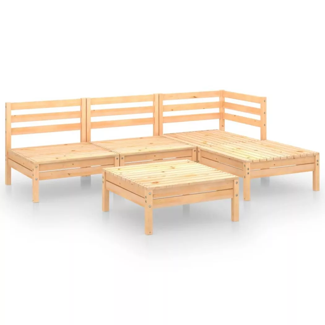 vidaXL Salon de jardin 5 pcs Bois de pin massif