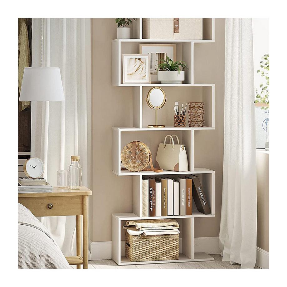 Calicosy Weißes Bücherregal mit 6 Regalebenen  