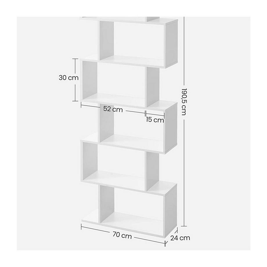 Calicosy Weißes Bücherregal mit 6 Regalebenen  