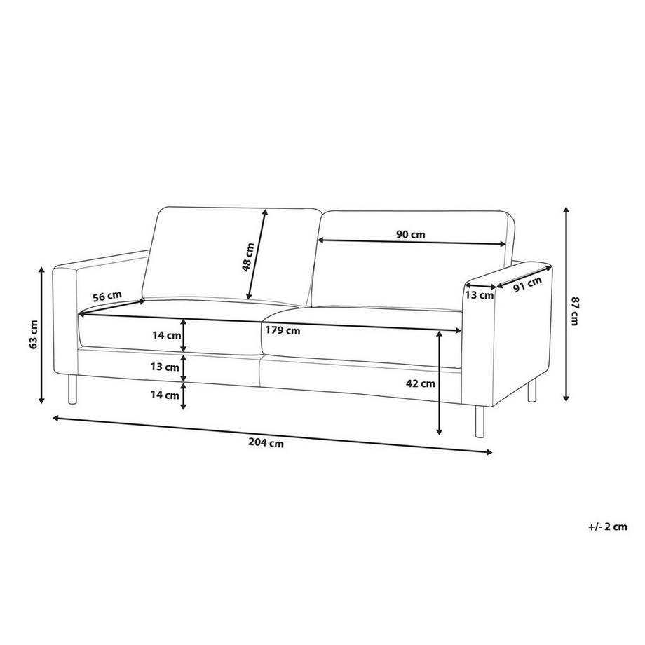 Beliani Canapé 3 places en Cuir Minimaliste SAVALEN  