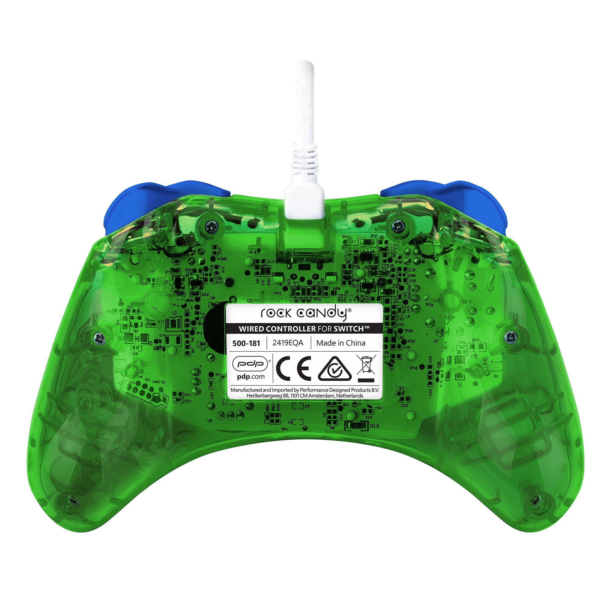 pdp  Rock Candy: Luigi Lime Blu, Verde, Translucent USB Gamepad Analogico/Digitale Nintendo Switch, Nintendo Switch Lite, Nintendo Switch OLED 