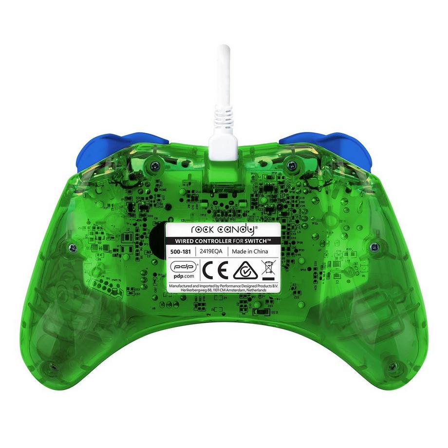 pdp  Rock Candy: Luigi Lime Bleu, Vert, Translucide USB Manette de jeu Analogique/Numérique Nintendo Switch, Nintendo Switch Lite, Nintendo Switch OLED 