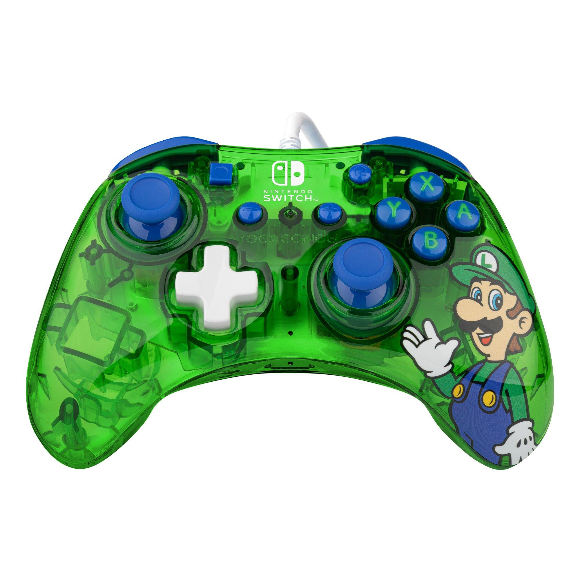 pdp  Rock Candy: Luigi Lime Blu, Verde, Translucent USB Gamepad Analogico/Digitale Nintendo Switch, Nintendo Switch Lite, Nintendo Switch OLED 