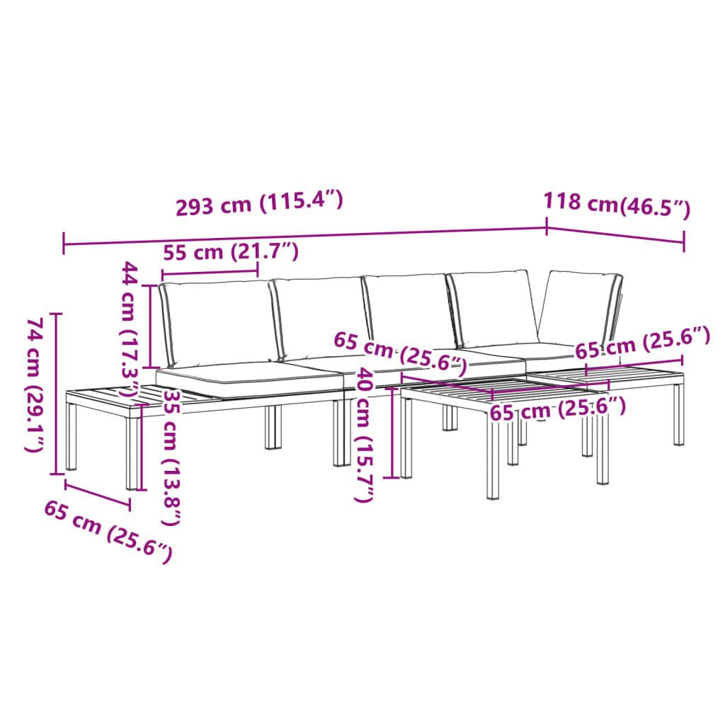 VidaXL set divano da giardino Alluminio  