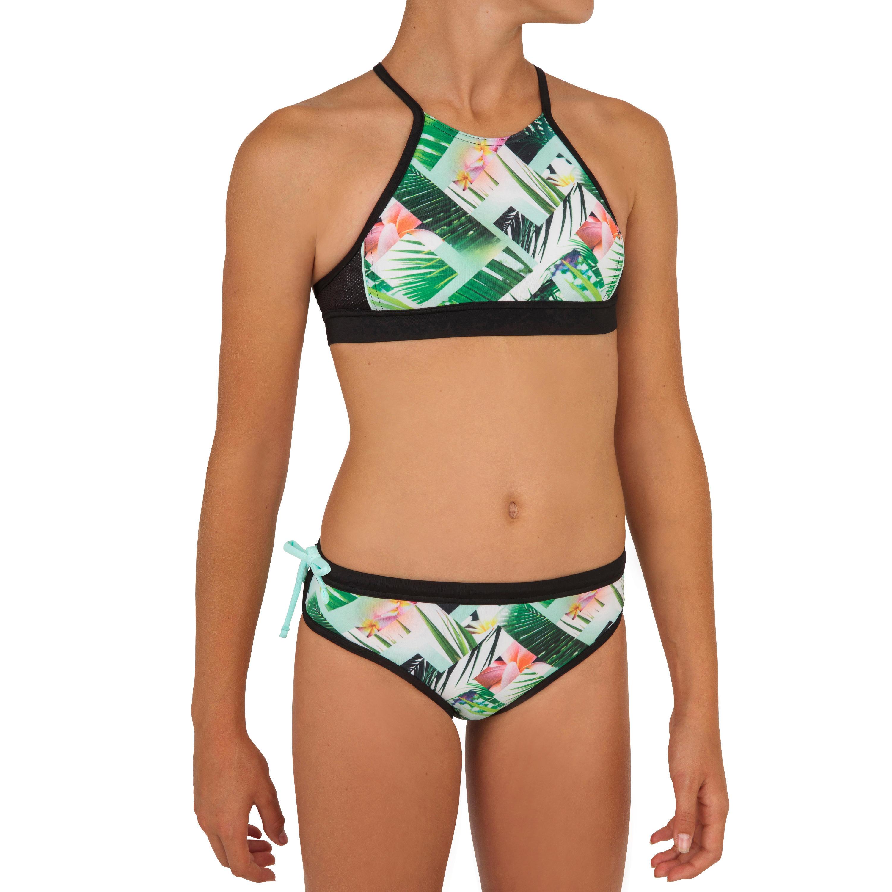 DECATHLON Bustier Surfing Bikini-Oberteil Baha 900 Shibo Mädchen Schwarz  