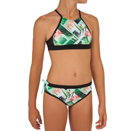 DECATHLON Bustier Surfing Bikini-Oberteil Baha 900 Shibo Mädchen Schwarz  