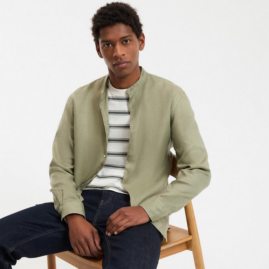 La Redoute Collections Signature Gerades Leinenhemd Stehkragen  