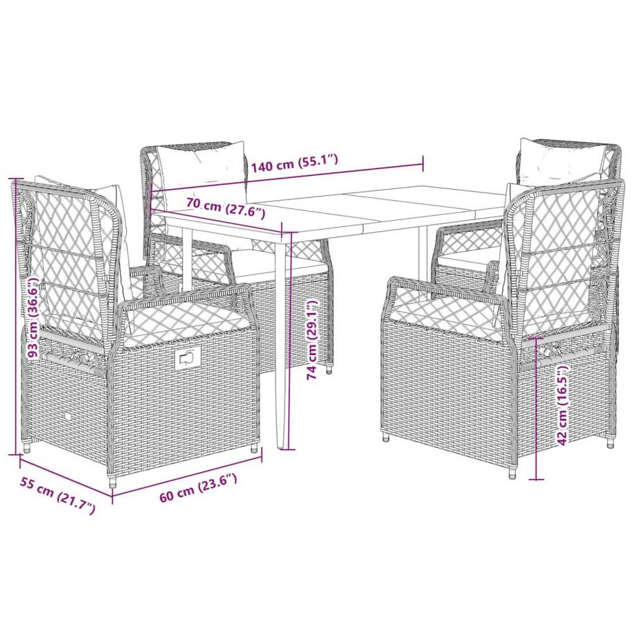 VidaXL Garten essgruppe poly-rattan  