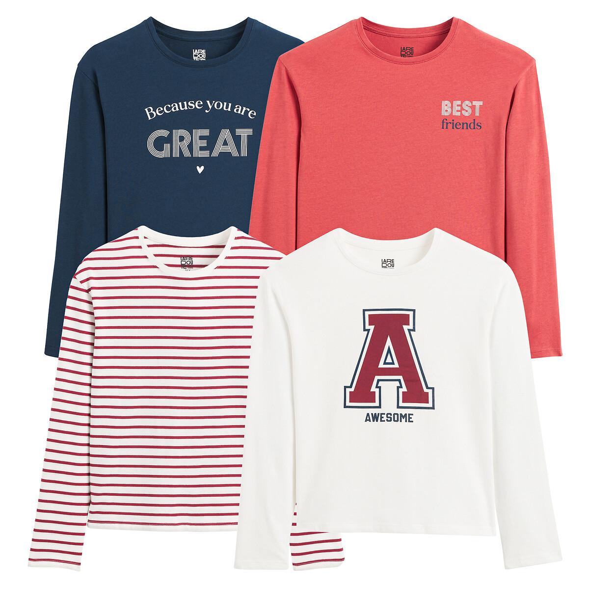 La Redoute Collections  4er-Pack Langarmshirts mit Message-Prints 