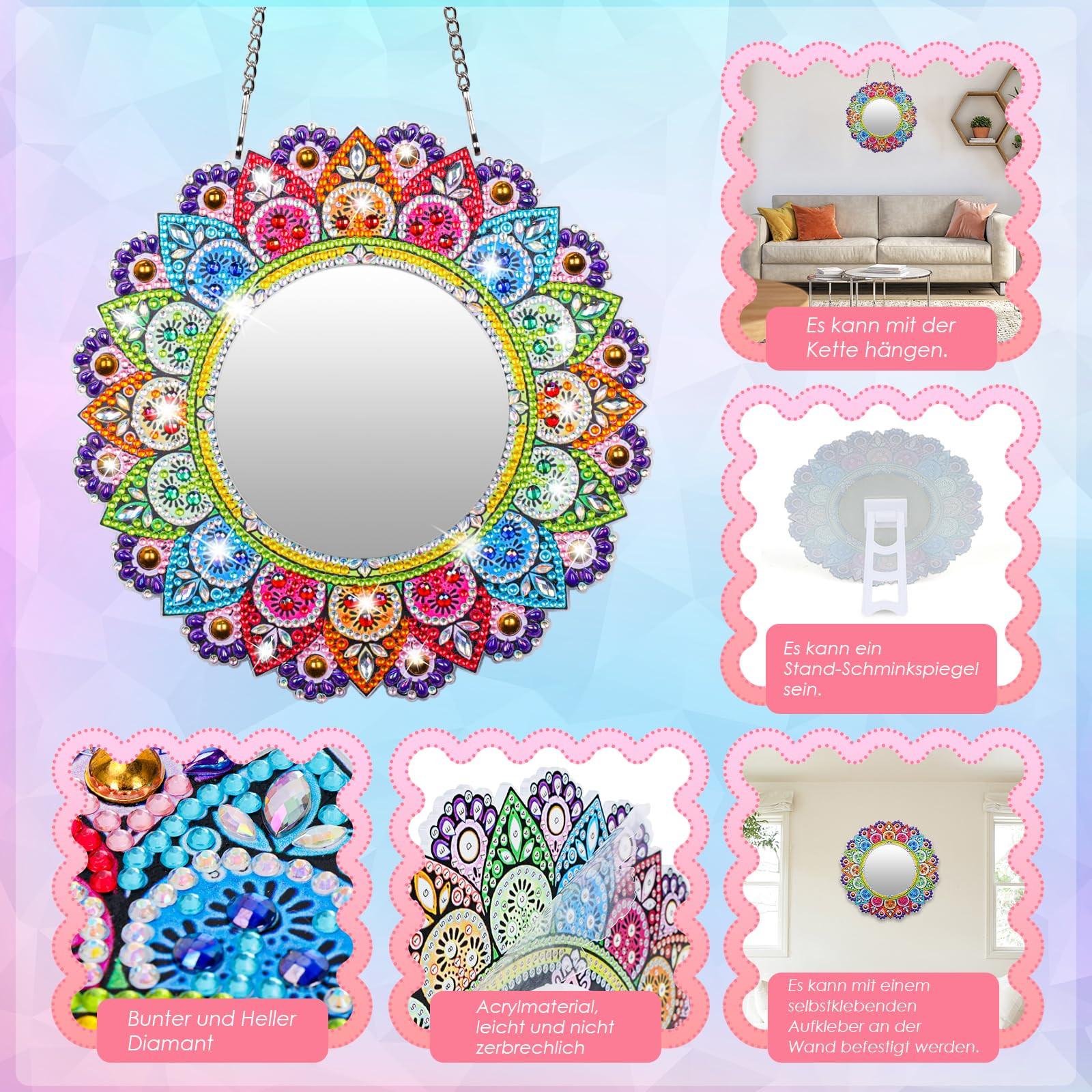 Activity-board  Craft Diamant Malerei Spiegel Craft Kit Kinder Mandala Kosmetikspiegel 