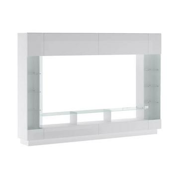 Parete TV con vani e LED Bianco laccato - BRIANO