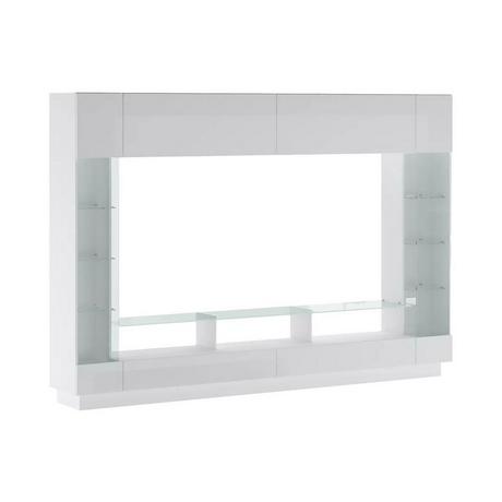 Vente-unique Parete TV con vani e LED Bianco laccato - BRIANO  