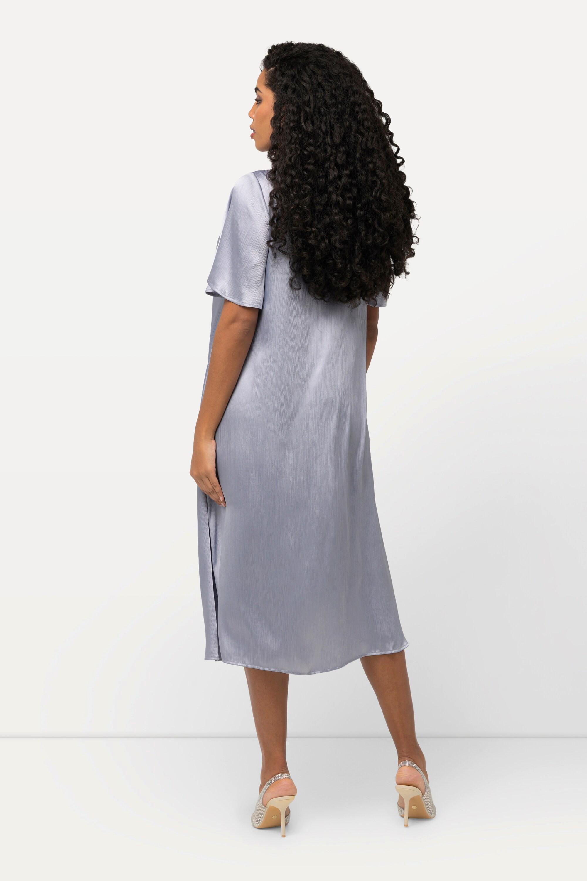 Ulla Popken Abito Perline Decorative Scollo a V Mezze Maniche  