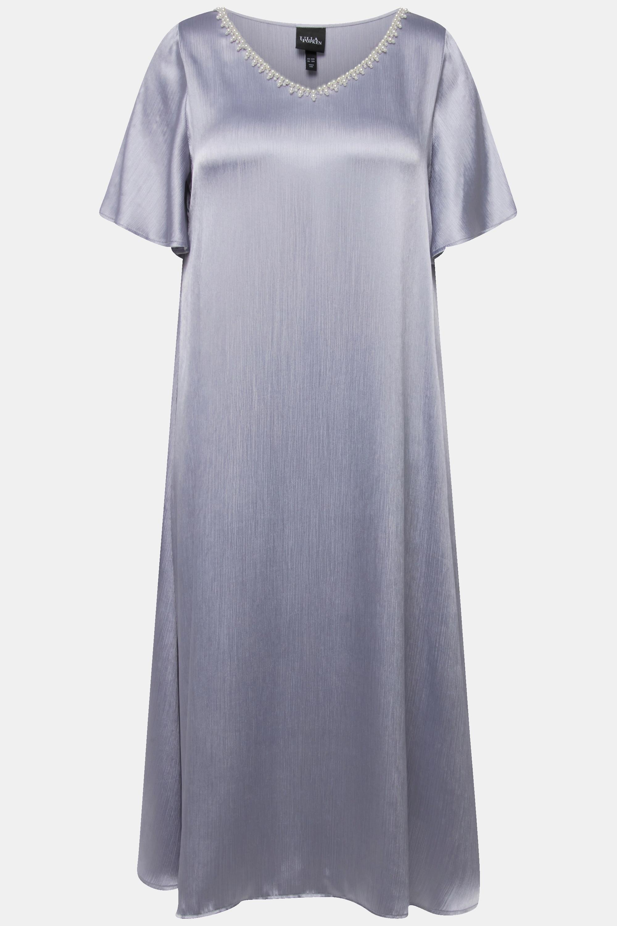 Ulla Popken Abito Perline Decorative Scollo a V Mezze Maniche  