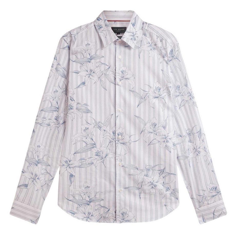 Chemise Manches Longues Motiftyle Rayures Et Fleurs