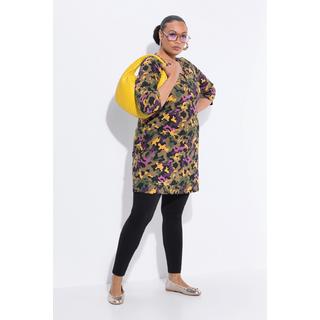 Ulla Popken T-shirt long A-Line Col V Manches 3/4 avec Fermeture Éclair  