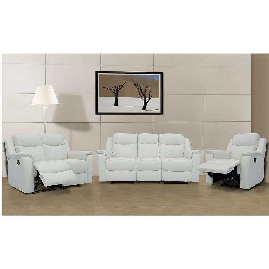 Vente-unique Ledergarnitur Relax 3+2+1 ElfenbeinEVASION  