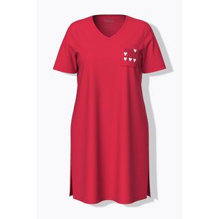 Ulla Popken T-shirt long motif cœurs col en V manches courtes  