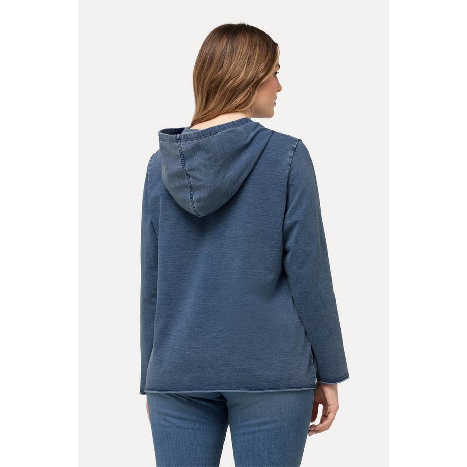 Ulla Popken Sweat-shirt à capuche bords francs manches longues poche kangourou  