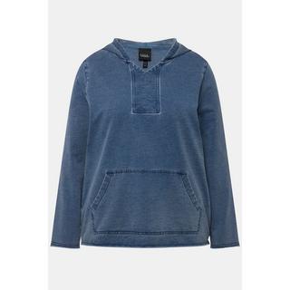 Ulla Popken Maglia con Cappuccio Orli Non Rifiniti Maniche Lunghe Tasca a Marsupio  