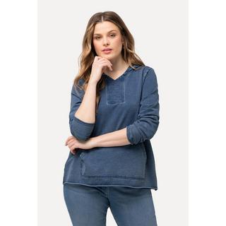 Ulla Popken Maglia con Cappuccio Orli Non Rifiniti Maniche Lunghe Tasca a Marsupio  