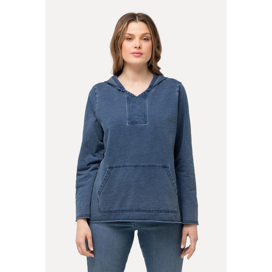 Ulla Popken Sweat-shirt à capuche bords francs manches longues poche kangourou  