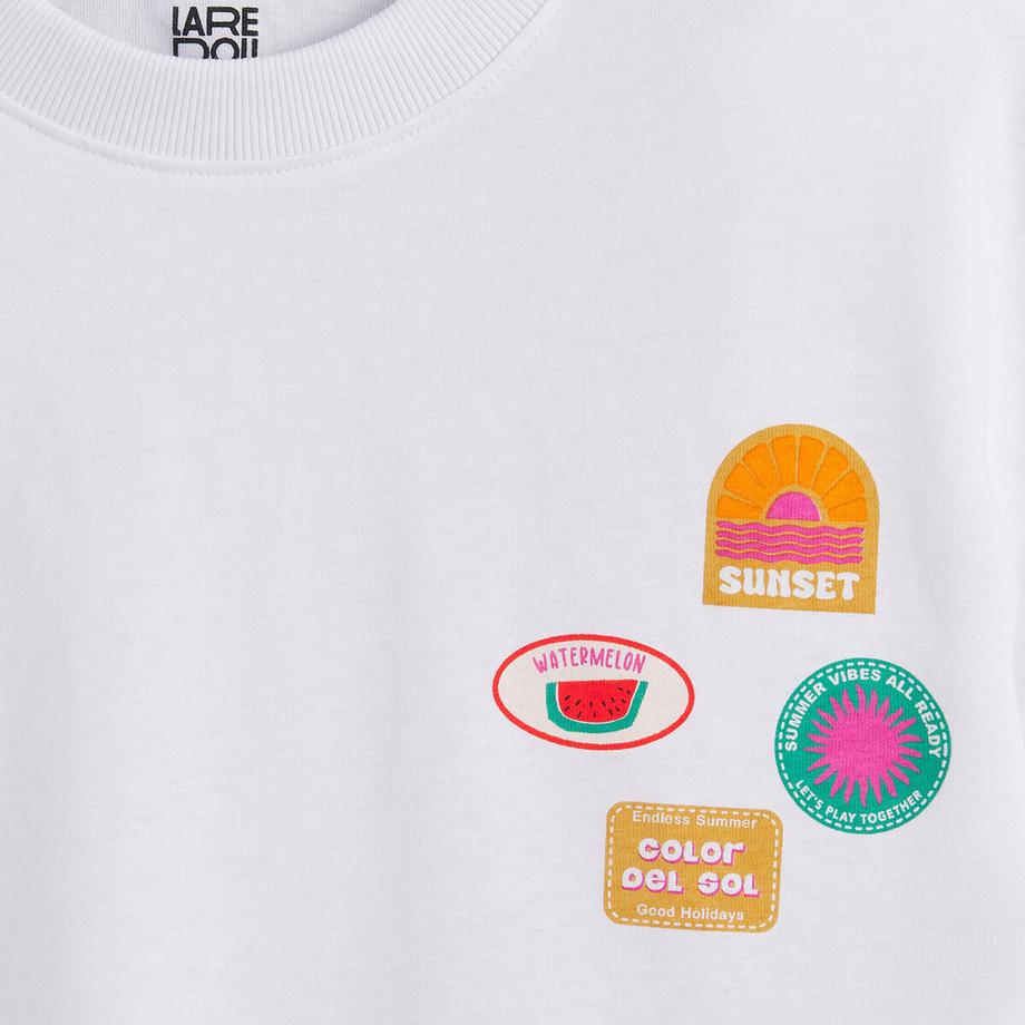La Redoute Collections  Bedrucktes T-Shirt mit Patch-Effekt 