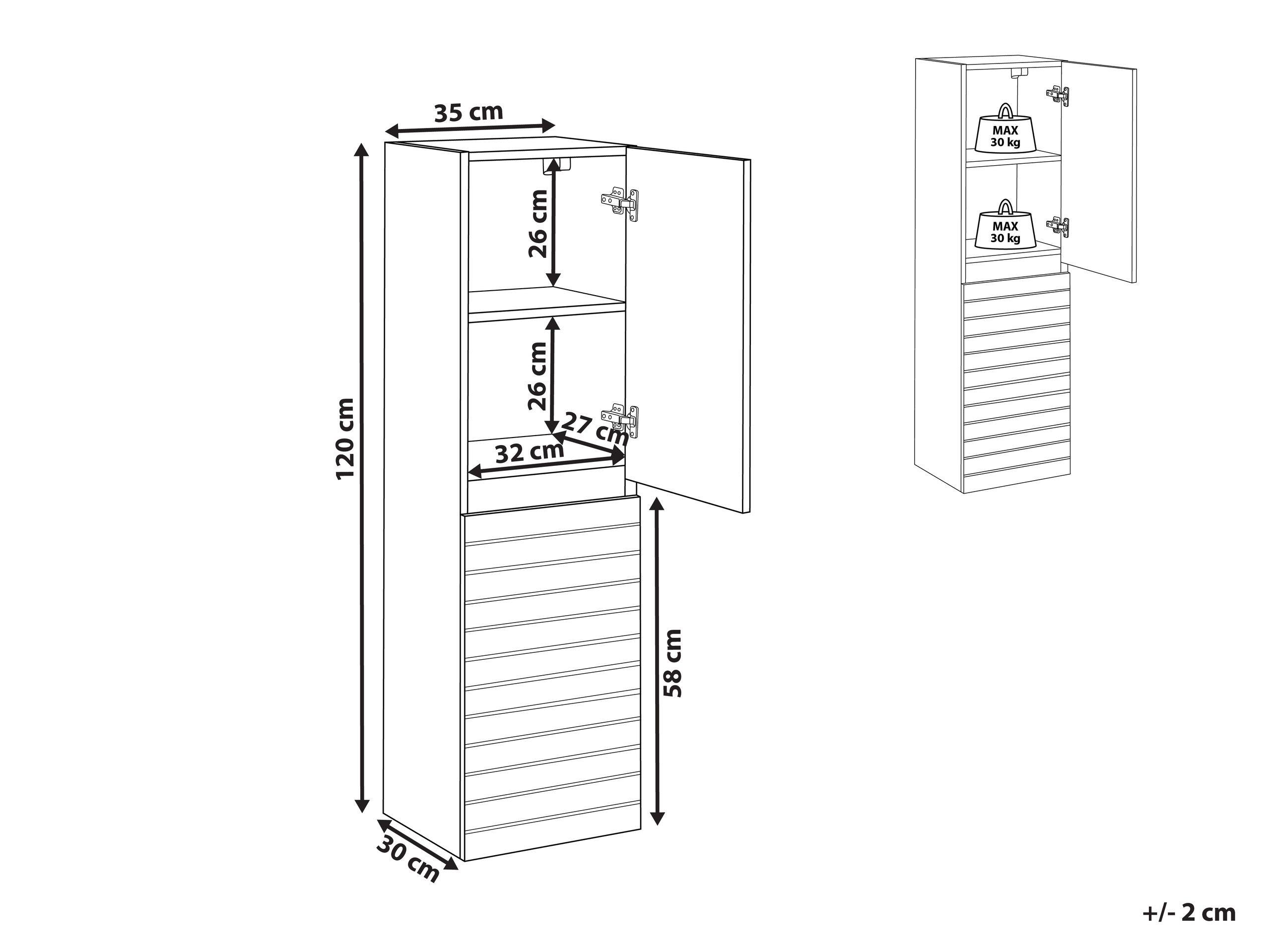 Beliani Bad-Wandschrank aus MDF-Platte Skandinavisch URUCU  