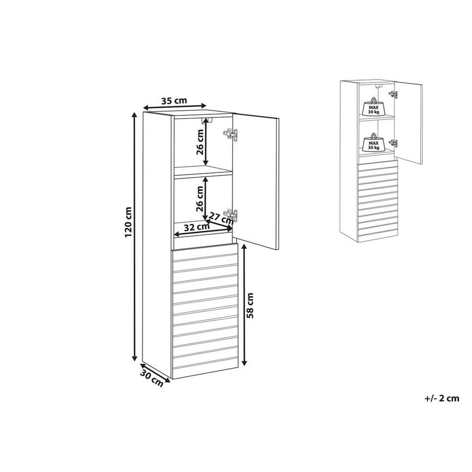 Beliani Bad-Wandschrank aus MDF-Platte Skandinavisch URUCU  