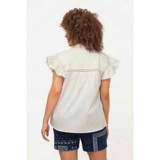 Ulla Popken  Blusa con passamano, collo da camicia e mezze maniche ad aletta 