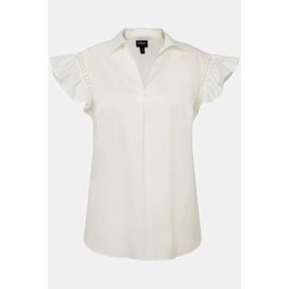 Ulla Popken  Blusa con passamano, collo da camicia e mezze maniche ad aletta 