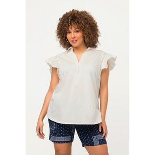 Ulla Popken  Blusa con passamano, collo da camicia e mezze maniche ad aletta 