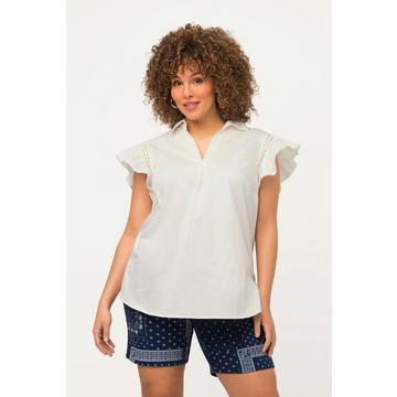 Blouse à col chemise et manches papillon, passementerie