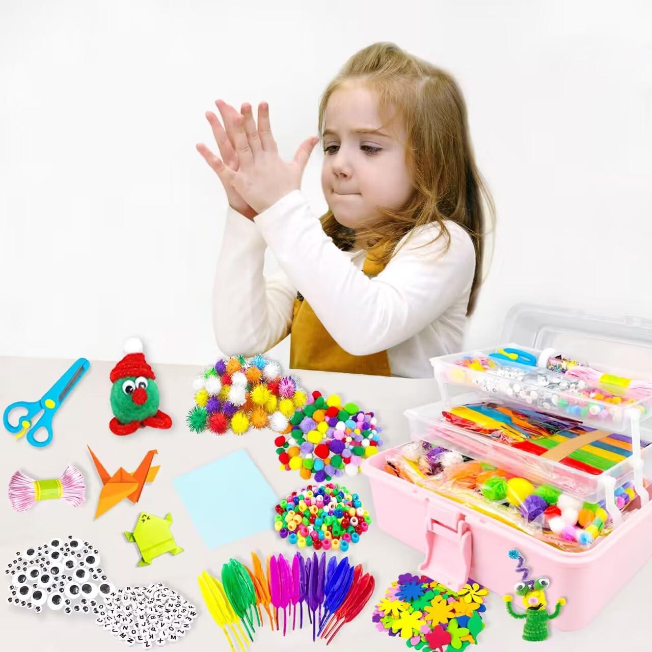 Activity-board  2000 pièces kit de bricolage enfants bricolage fournitures pour bricolage pipe cleaners googly eyes beads creative 