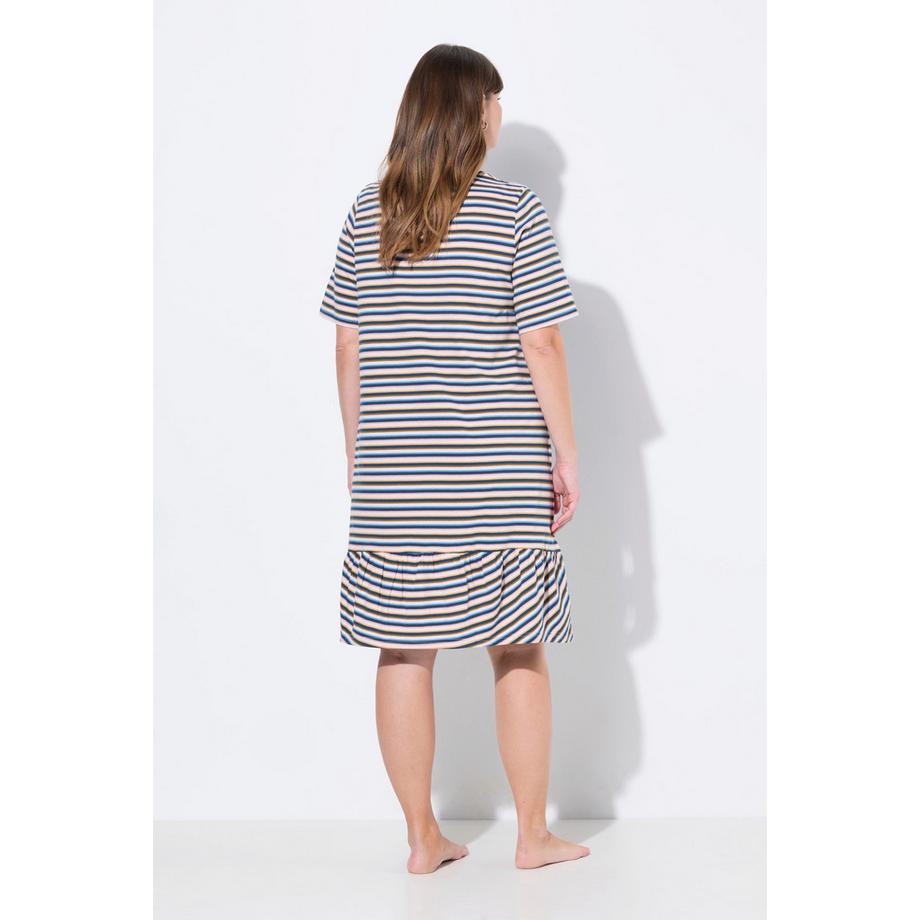 Ulla Popken Gestreiftes V-Ausschnitt Halbarm Nachthemd  