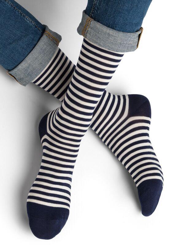 BLEU FORET  maritime Streifen Socken 