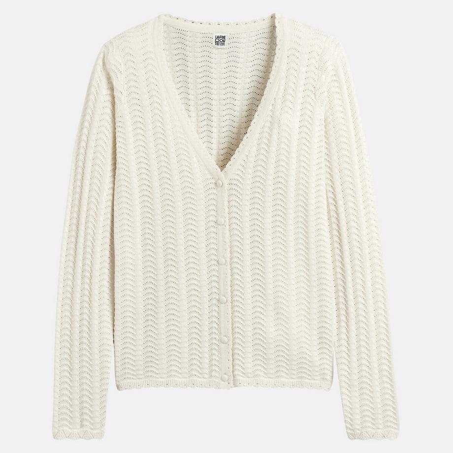 La Redoute Collections Feinstrick Pointelle V-Ausschnitt Cardigan  