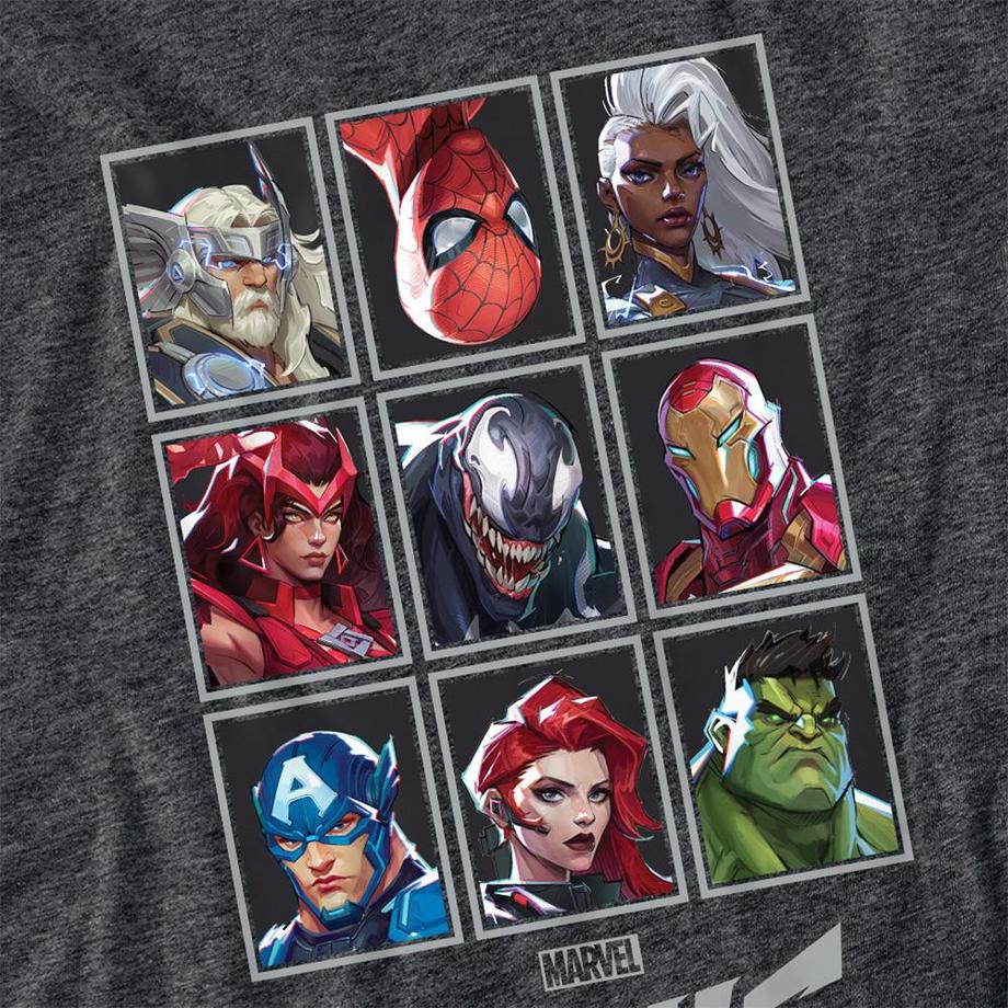MARVEL Meliertes T-Shirt mit Charaktergitter-Print  