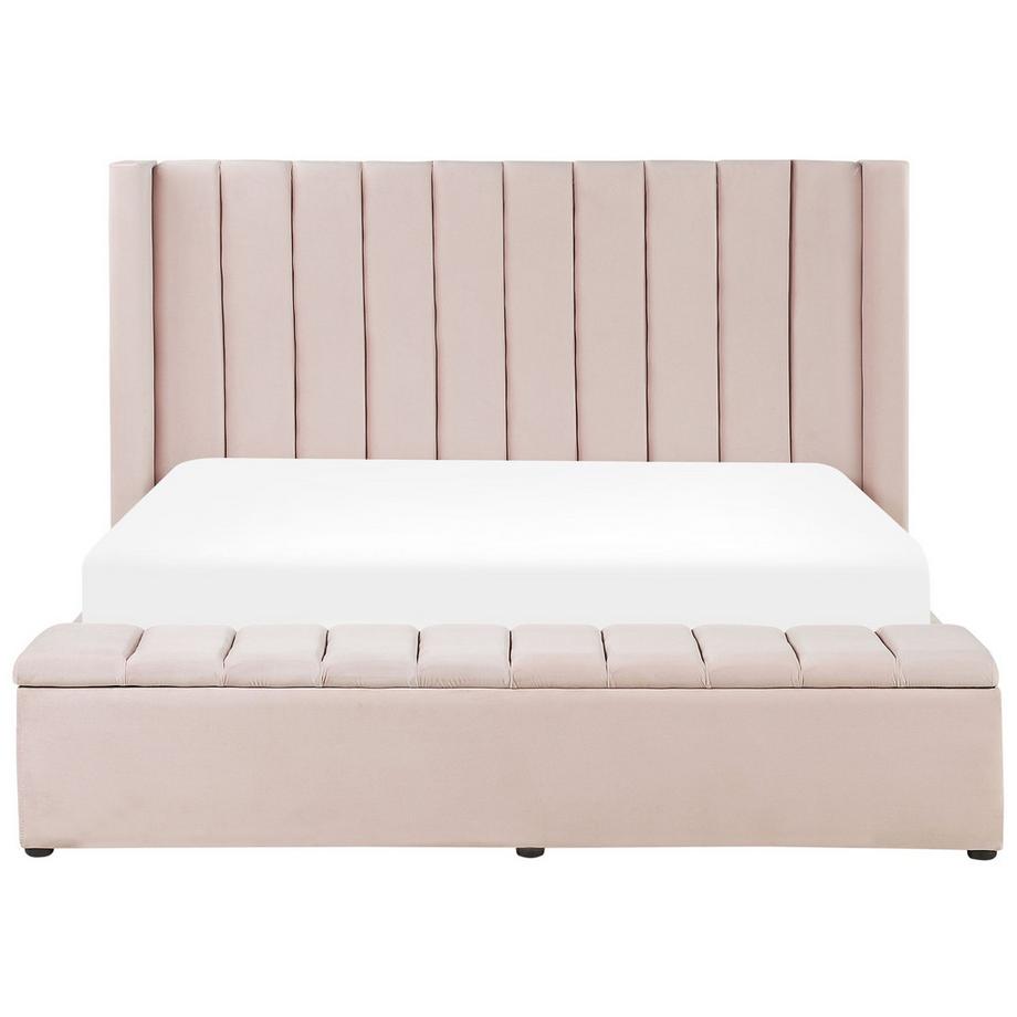 Beliani Lit à eau avec banquette de rangement en Velours  NOYERS  