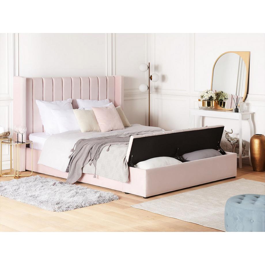Beliani Lit à eau avec banquette de rangement en Velours  NOYERS  