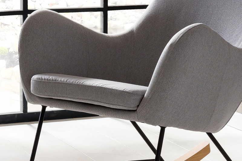 mutoni Rocking chair gris textile  