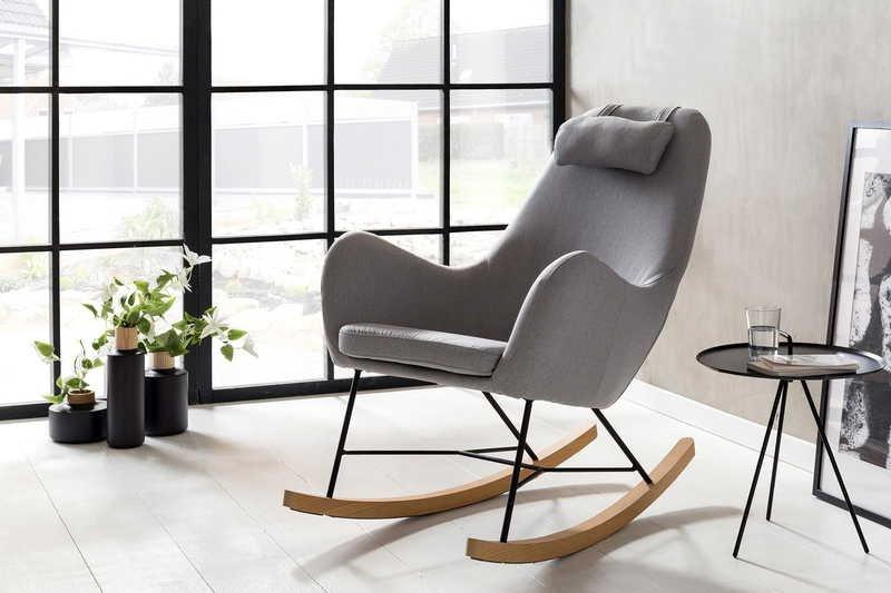 mutoni Rocking chair gris textile  