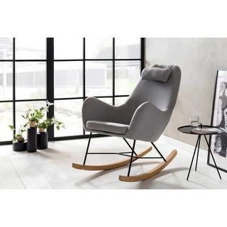 mutoni Rocking chair gris textile  