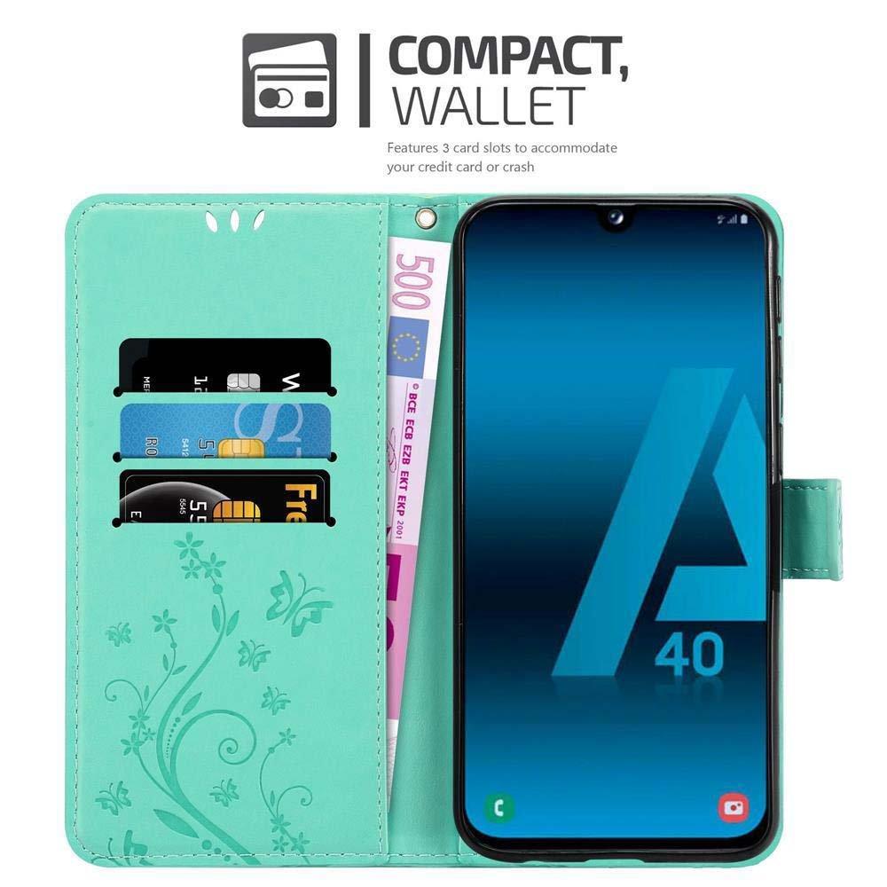 Cadorabo  Hülle für Samsung Galaxy A40 Blumen Design Magnetverschluss 