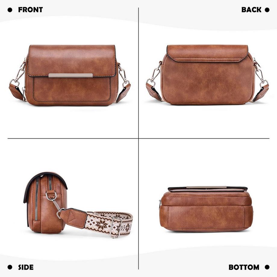 Only-bags.store Vegane Leder Crossbody Tasche mit verstellbarem abnehmbarem breitem Riemen  