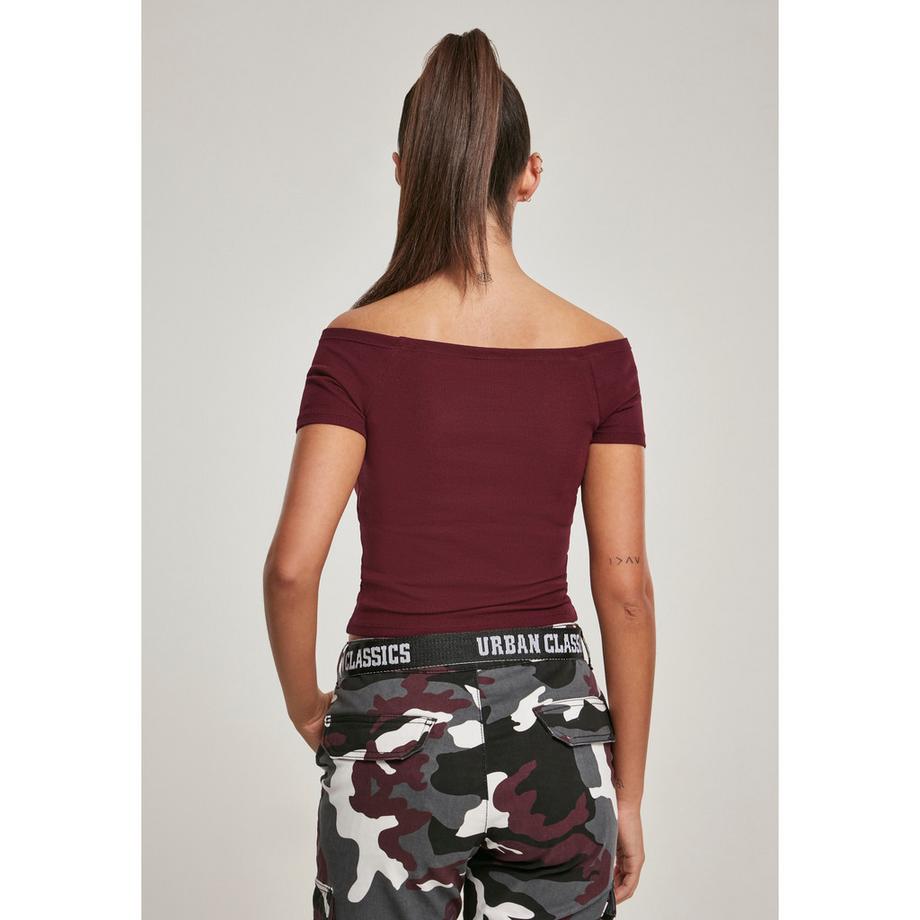 URBAN CLASSICS Crop Top a costine con spalle scoperte  