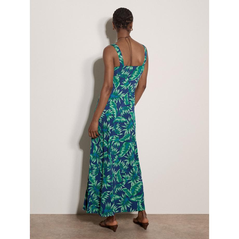 APRICOT Jersey Maxikleid Tropisches Blattmuster  